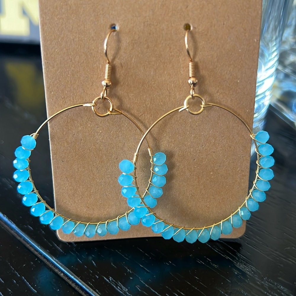 Beaded drop hoop earrings-NWT
